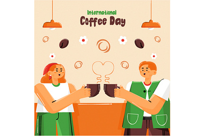 International Coffee Day Celebration beverage cafe cappuccino celebration coffee cup day espresso event illustration latte vector