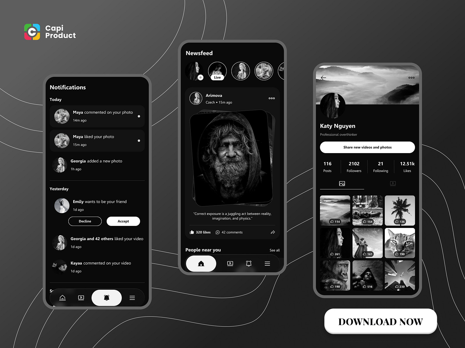 Social App Dark Mode Design Style by Capi Product on Dribbble