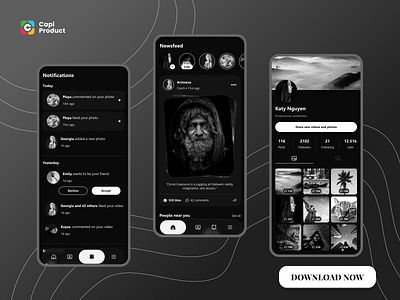 Social App - Dark Mode Design Style app appdesign appuidesign darkmode darkmodestyle design mobile mobileappuidesign social socialapp socialappdesign ui uidesign uiux