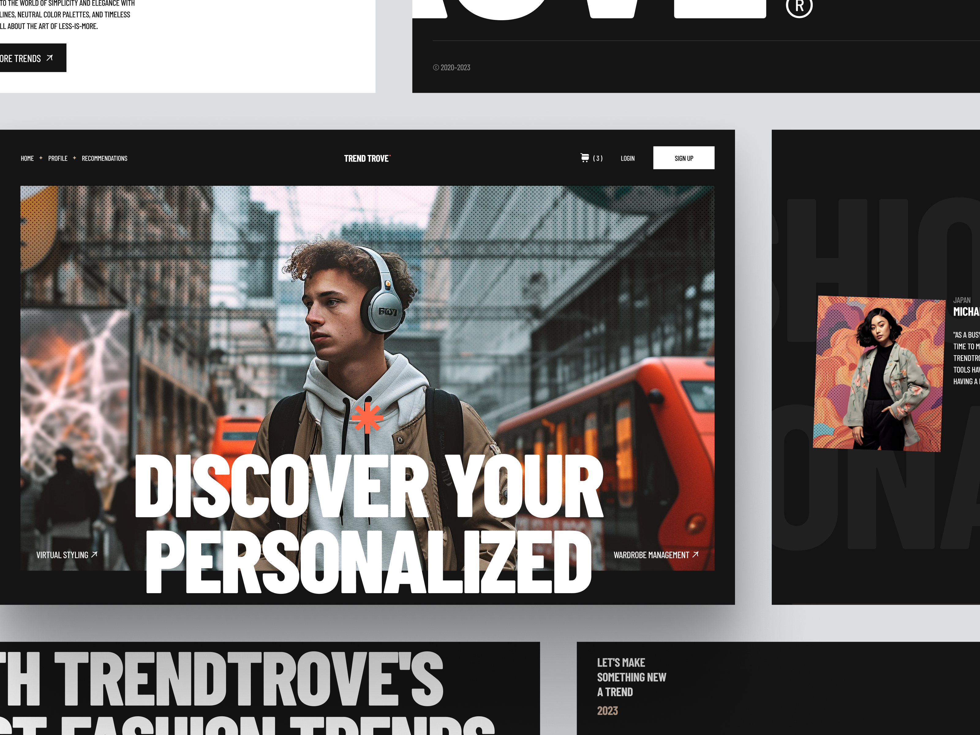 TrendTrove - Personalized Fashion Landing Page ai app bold branding business clothing design e commerce fashion graphic design landing page styles trend typographi ui ui ux ui visual design wardrobe web design website