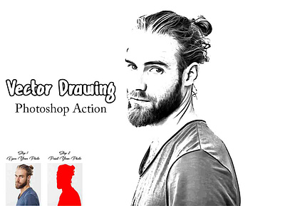 Vector Drawing Photoshop Action effects templates