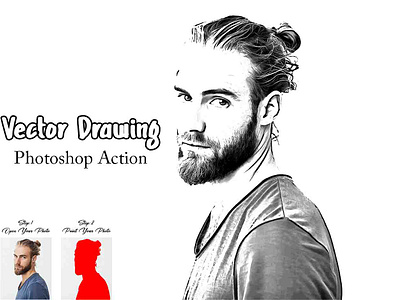 Vector Drawing Photoshop Action effects templates