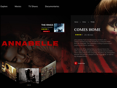 Horror Movie Streaming App UI design annabelle autotype branding design dribble ghost ghost movie graphic design horror horror movie illustration logo movie photos photoshop streaming app ui