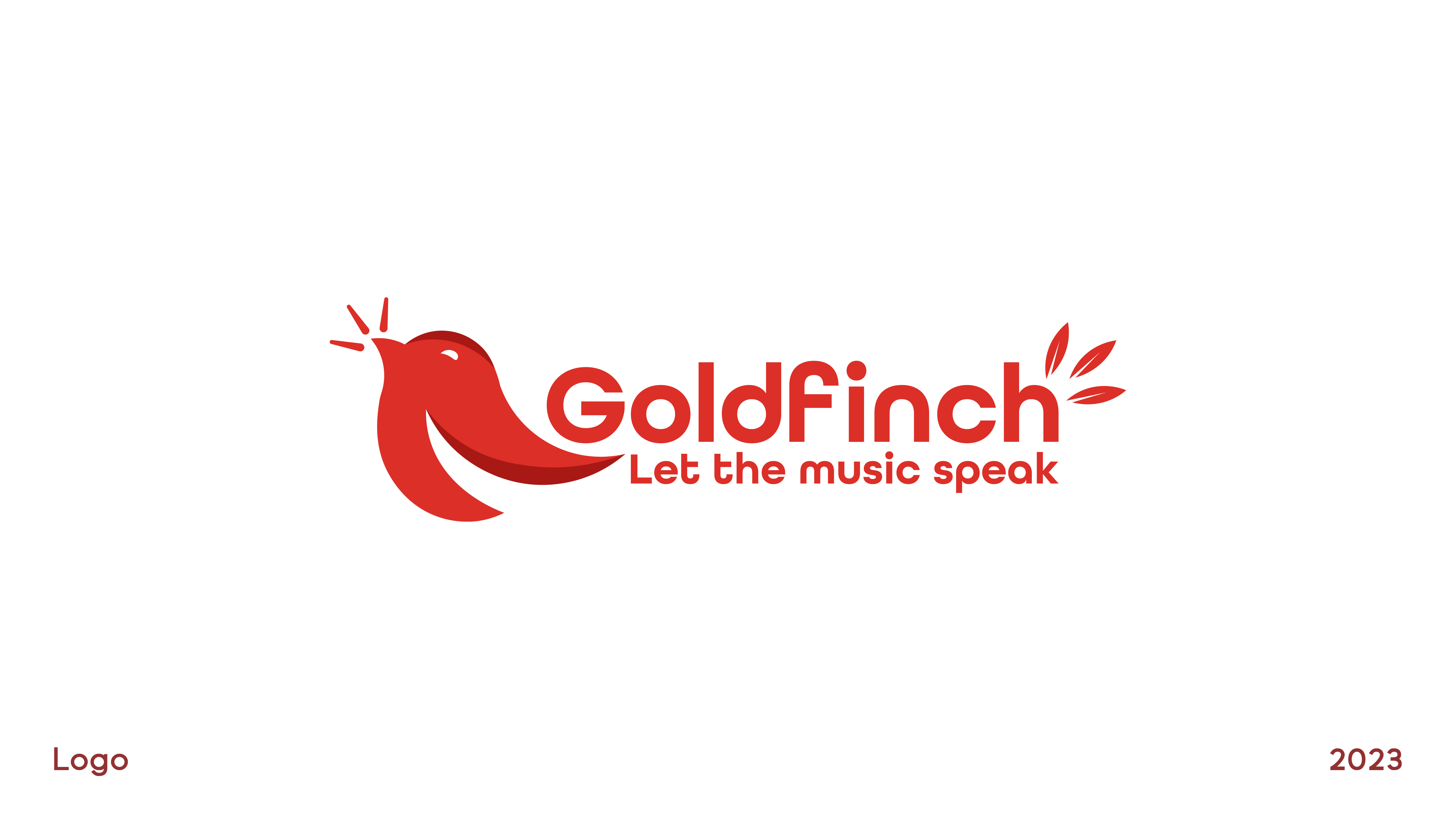 Logo for music brand Goldfinch animal logo bird bird logo branding design fly logo goldginch graphic design logo logo design music music logo red logo singing