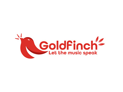 Logo for music brand Goldfinch animal logo bird bird logo branding design fly logo goldginch graphic design logo logo design music music logo red logo singing