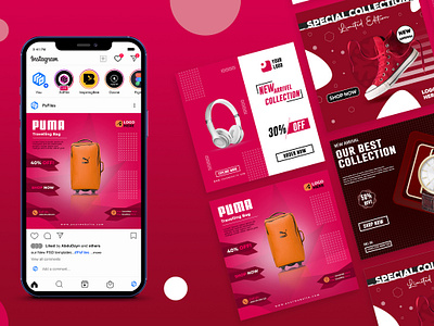 Social Media Post vol-3 (Product) advertisement banner graphic design headphone instagram ad posters product ads promotion shoes sneakers socilal media post travel bag visual watch