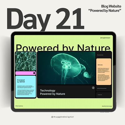 Blog Website "Powered by Nature" 3d animation branding graphic design logo motion graphics ui