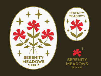 Serenity Meadows branding flower frame grace heraldry logo retro vintage