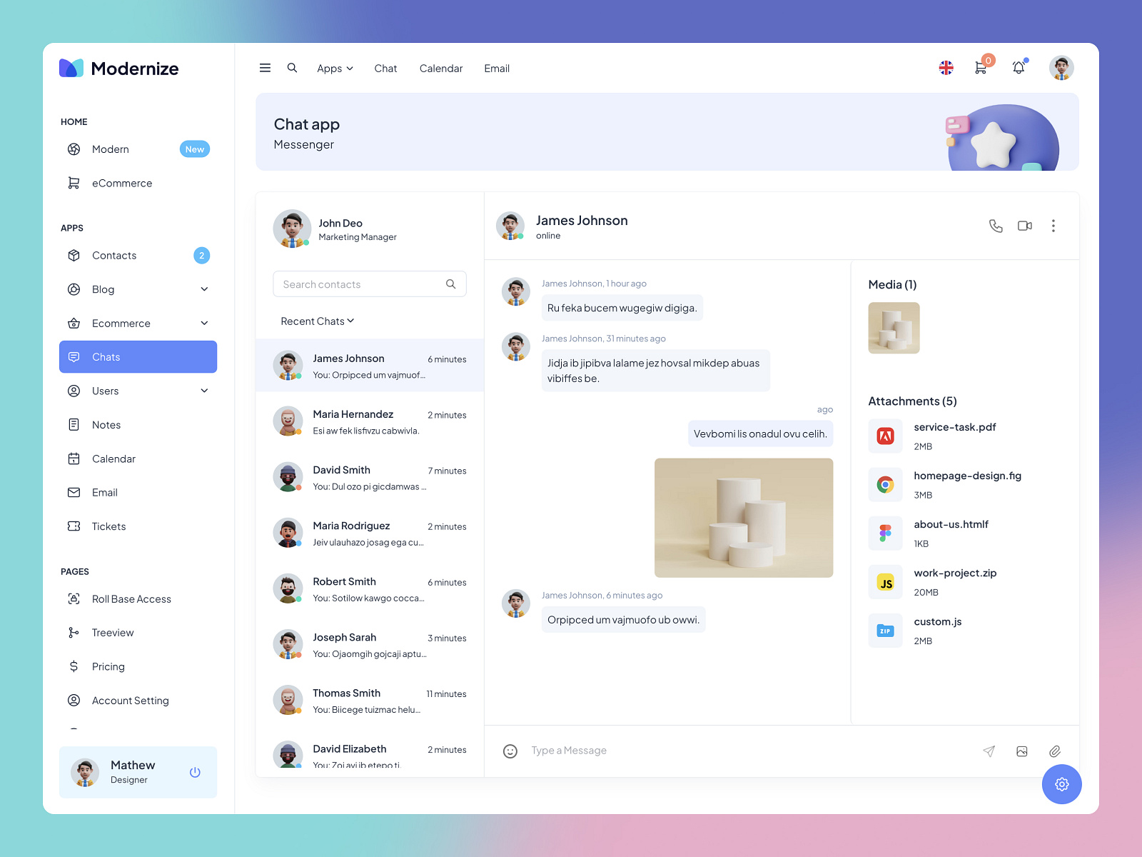 Chat App - Modernize Admin Template by AdminMart on Dribbble