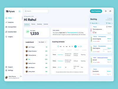 Flyrank - An Interactive Edutech Dashboard for IIT Aspirants 3d ai analytics branding creative dashboard dribbble education edutech learning mascot rmgx ui ux web web app