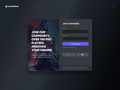 Outranked: Create account Concept boosting branding gaming graphic design marketplace outranked ui ux