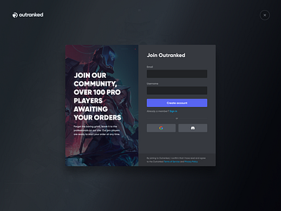 Outranked: Create account Concept boosting branding gaming graphic design marketplace outranked ui ux