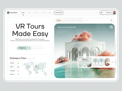 VR Tourism Landing Design adventure booking explore flight hotel journey landing page reservation saas startup ticket booking tour operator tourism travel agency travelling trip ui ux vacation web platform webdesign