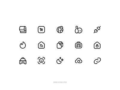 Iconly Pro, New icons! car copy design fire icon icondesign iconography iconpack icons iconset link lock moon paper radio ui