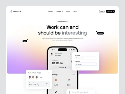 Flowbase: Mercurius Finance App Template banking card finance finance app flowbase framer template hero landing template webflow template