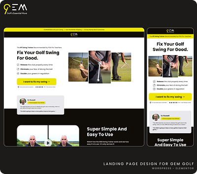 E-commerce Landing Page for GEM Golf branding design ecommerce elementor figma landing page ui web design website wordpress