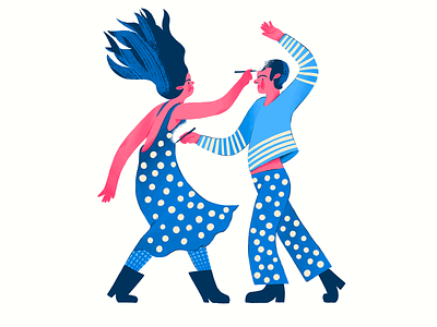 The love story blue character characterdesign fall in love illustration illustrator love lovers polka dot relationship tandem