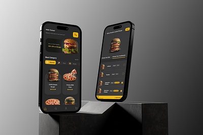 Dark Food Mobile App Design branding burgerapp fastfoodapp fastfoodapp figma foodmobileapp graphic design logo moderndesign modernapp motion graphics ui uiux