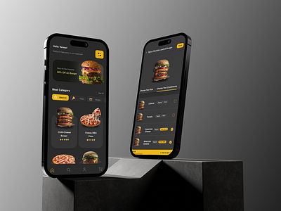 Dark Food Mobile App Design branding burgerapp fastfoodapp fastfoodapp figma foodmobileapp graphic design logo moderndesign modernapp motion graphics ui uiux