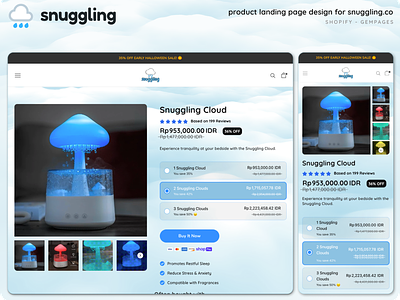 Product Landing Page for Snuggling branding ecommerce figma gempages landing page logo shopify ui web design
