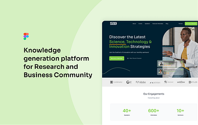 Knowledge generation platform for Research and Business Com... bussinesss design innovation landing page learning research science technology training video