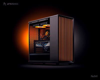Aftershock PC tower aftershock brand design event gamers gaming illustration pc pcgaming setup style wood