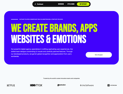 Outkast - Multipage agency theme agency brutalist colorful hero section modern template