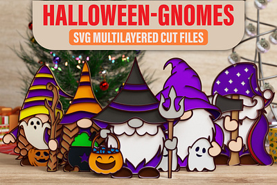 Halloween Gnome 3D SVG || BUNDLE || 3d svg halloween svg cut file