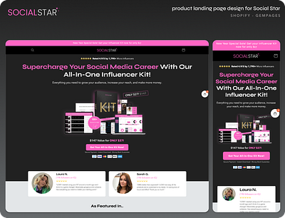 Product landing page for Social Star ecommerce gempages landing page landing page design ui ui design web design