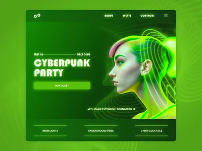 Cyberpunk party website cyberpunk design interface neon night club nightclub party ui ui design website