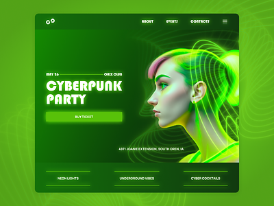 Cyberpunk party website cyberpunk design interface neon night club nightclub party ui ui design website
