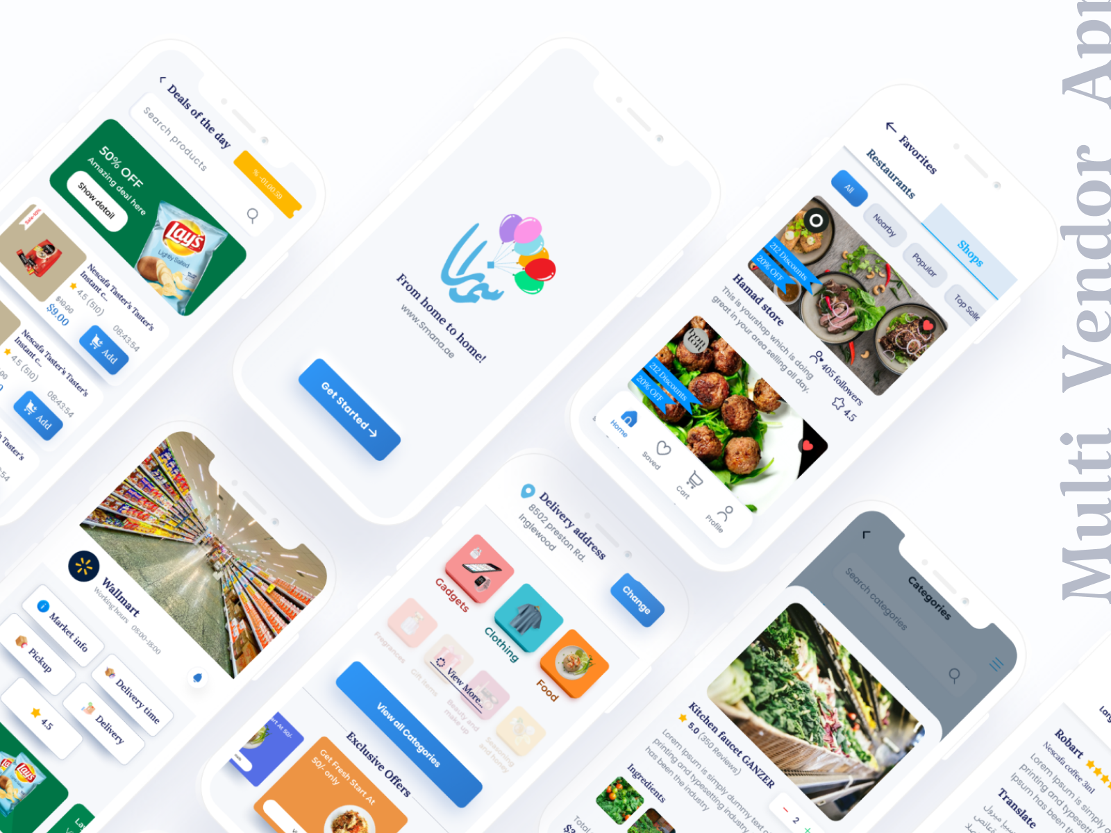 Samana Multi Vendor Mobile apps and website UI/UX design project app debut design e commerce graphical ui logo minimal mobile app multi vendor ui user experience user interface ux ux research