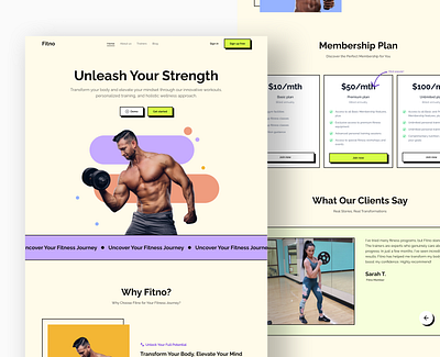 Fitness Landing page exercise fitness fitness design fitness landing page gym gym landing page health landing landing page marketing ui design uiux website design