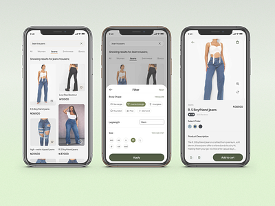 Finding jeans that fit: An E-commerce Mobile App design ecommerce illustration marketplace mobileapp productdesign research ui ux