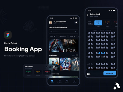 Movie Ticket Booking App app booking design figma movie ticket uiux