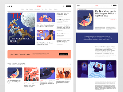 The redesigned Time website deepblue design layout orange redesign timewebsite webdesign
