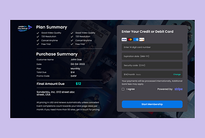 Payment Plan Summary black ui design card details graphic design logo movie platform movie streaming payment plan ui ux web design