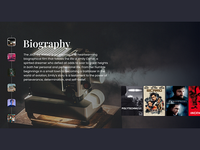 Biography and Synopsis biography classic design dark theme design detailed design history movie dtreaming movie web design netflix design ui uiux ux web design