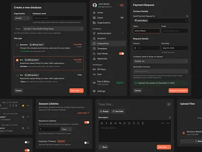 Forms / UI Kit / Design System in Dark Mode button checkbox dark dark mode dark theme design system figma fomrs form input menu radio button switch switcher text area text field toggle ui ui kit uikit