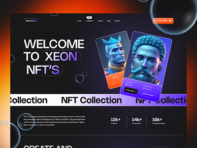 NFT Landing Page blockchain cryptocurrency dark gradient landing page nft ui design uiux web 3 web design website design