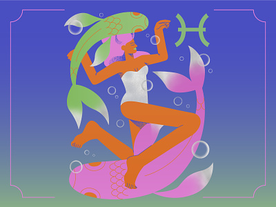 8/12 Pisces 2d asctrology character character design design fish flat girl horoscope illustration metal pisces sign vector woman zodiac