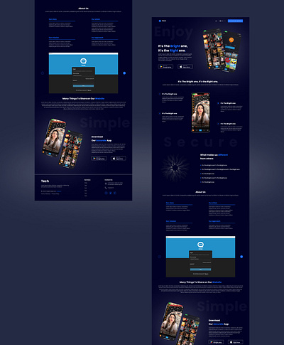 Ochatt - Social app landing page dark theme faqs features footer introducing page landing page light theme modern privacy and policy technology website