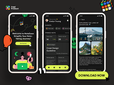 Note Taking App - Dark Mode Design Style app appdesign darkmode darkmodeapp design mobile mobileappdesign note noteapp notetakingapp notetakingappdesign ui uidesign uiux