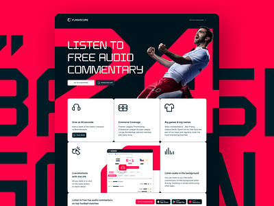 Flashscore Landing Page audio blocks football landing page red simple sport web webdesign
