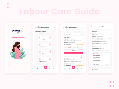 LCG App Design app ui app ui design healthcare app ui illustration labour care guide ui design uiux ux design vector