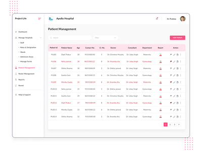 LCG Web: Patient Management UI healthcare ui patient listing ui patient management ui patient ui ui dedsign ui design uiux design web ui web ui ux website ui design