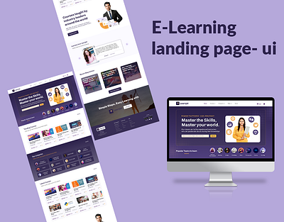 Home page for E- learning website graphic design logo ui