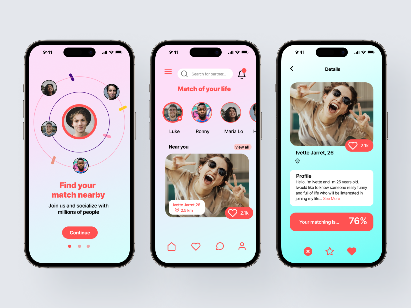 Dating App app branding design graphic design illustration typography ui ux