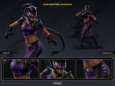 Dark Panther Luchador 2d art cgi character character concept character design concept concept art digital 2d digital art fantasy game game art game of heroes gamepack illustration legendary mobile games panther