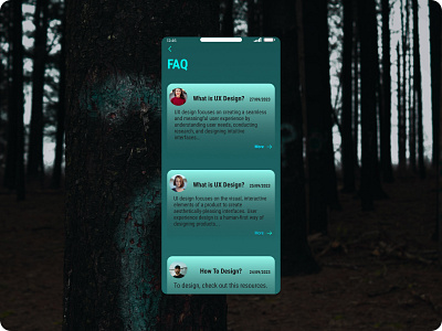 An FAQ page with cards app dailyui dailyuichallenge faq graphic design mobile app design ui ux